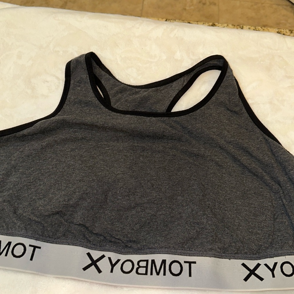 TomboyX racer back bra size 5x grey and black